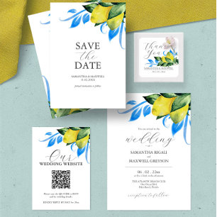 Invitation Élégant Mariage de citron et de feuillage