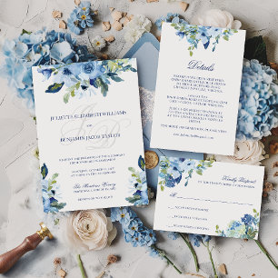 Invitation Juliette Dusty Blue Floral Mariage catholique