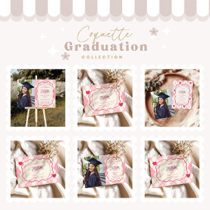Carte De Remerciements Élégante Coquette Pink Bow Graduation