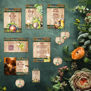 Invitation Tout En Un Moderne Chic Aquarelle Vignoble Paysage Mariage