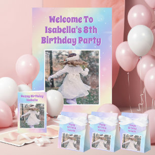 Affiche Jolie Pastel Rainbow Photo Girls Birthday Party