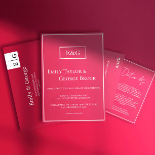 Cartons Réponse Élégant Script minimal Magenta Moderne Chic Mariag