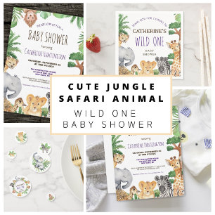 Cute Jungle Safari Baby shower animal Invitation