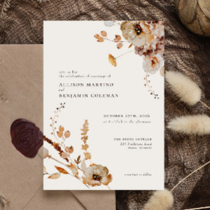 Elégant bois moderne automne Mariage Floral Menu