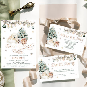 Carte D'accompagnement Hiver Cute Ours Polaire Baby shower Déchets Raffin