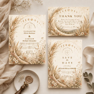 Cartons Réponse Mariage rustique céleste fantaisiste