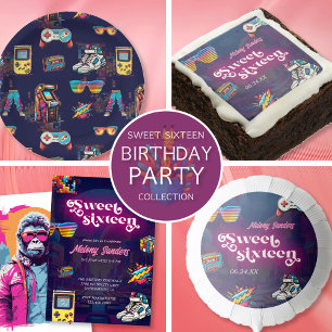 Invitation Retro 80's Sweet 16 fête d'anniversaire