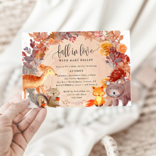 Invitation Automne Bois Animaux, Baby shower Curbside