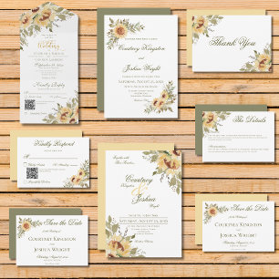 Invitation Soft Rustique Grand Mariage de tournesol Jaune
