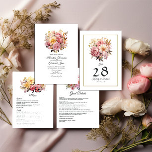 Menu Mariage floral blanc et or
