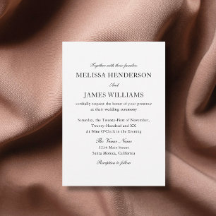 Invitation Mariage Classique Photo Traditionnel Blanc