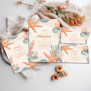 Invitation Coquillages de plage Baby shower élégant