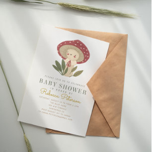 Petite Baby shower de champignons Invitation
