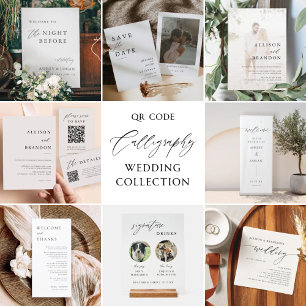 Carte D'accompagnement Élégante calligraphie QR Code Détails du Mariage