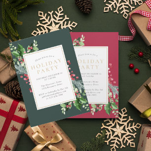 Cartes Pour Fêtes Annuelles Aquarelle Greens Holly Berry Photo