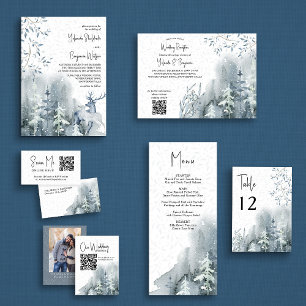 Invitation Réception De Mariage D'Hiver De La Forêt De Neige 