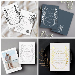 Invitation Tout en un Fleur sauvage Silhouette Mariage de cou