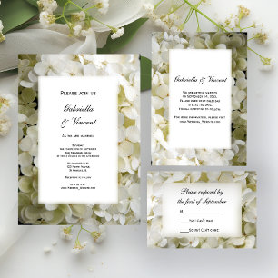Carte RSVP Hydrangea Floral Blanc Mariage