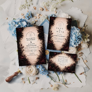 Cartons Réponse Mariage gothique rose sombre