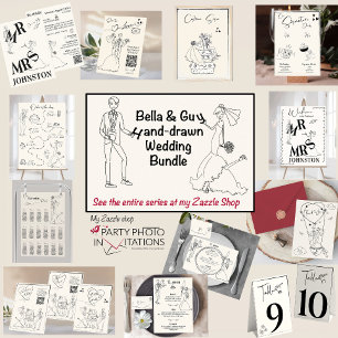 Affiche Panneau Mariage de bienvenue dessiné à la main, gr