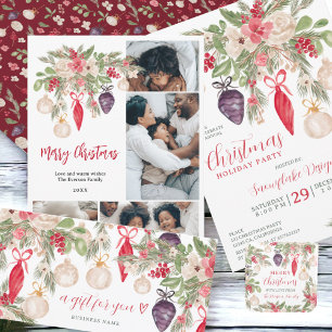 Invitation Élégante entreprise de pin de Bauble Noël