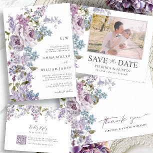 Rustique Lilac Tout En Une Invitation