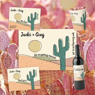 Carte De Remerciements Personnalisé Retro Boho Desert Cactus Mariage