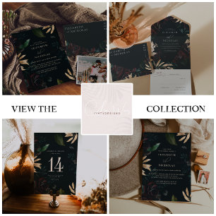 Invitation Rose de velours foncé bordeaux   Mariage d'hiver d