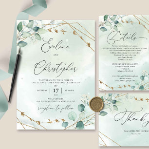 Invitation Verdure et Faux Gold Frame Rise and Shine