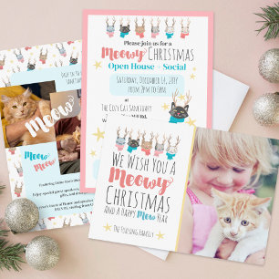 Invitation Meowy Christmas Cat Shelter Open House Party Event