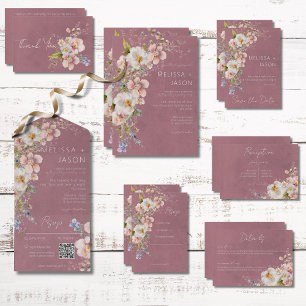Invitation Pastel Floral Mariage rose moderne