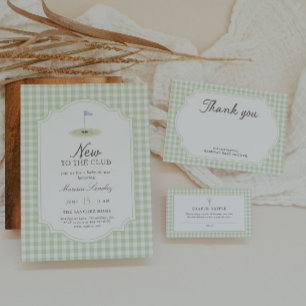 Carte De Remerciements Nouveau au Club Golf Vert Gingham Baby Shower