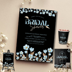 Tenture Aquarelle bleu vintage Fête des mariées florale