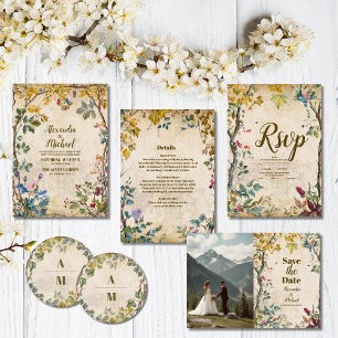 Cartons Réponse Boho Fleur sauvage d'automne Mariage botanique