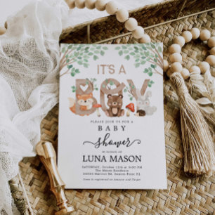 Invitation En Aluminium C'est un garçon Baby shower de bois