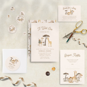 Feuille De Papier Cadeau Baby shower animalier sauvage