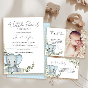 Invitation Baby shower de garçon éléphant