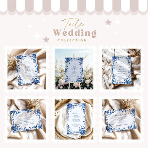 Invitation Toile victorienne Vintage Blue Floral Mariage