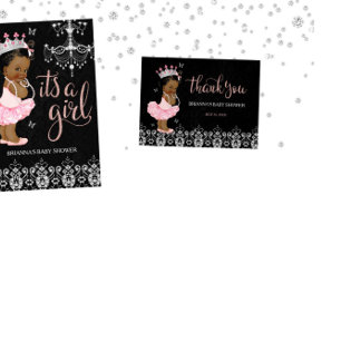 Invitation Baby shower de fille afro-américaine de diamant