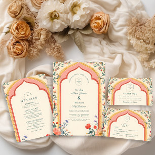 Cartons Réponse Élégant Mariage islamique floral