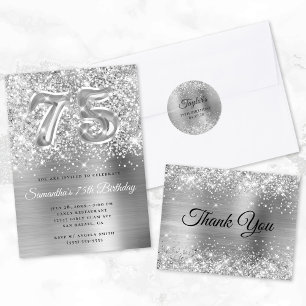 Invitation Glitterie brillante en argent 75e anniversaire