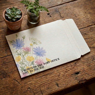 Carte De Visite Carré Merci fleur sauvage aquarelle colorée