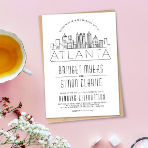 Mariage Atlanta   Invitation Skyline stylisée