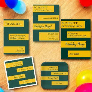 Carte De Remerciements Vert Minimal Et Or Élégant Chic Anniversaire