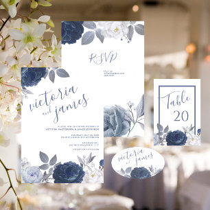 Étiquette Mariage été Bright Blue Floral Adresse de retour