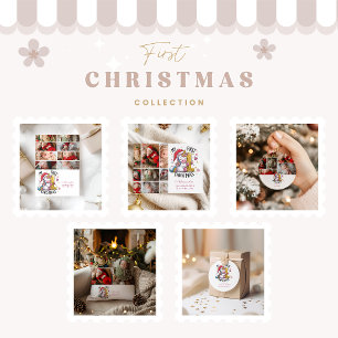 Cartes Pour Fêtes Annuelles 1er bébé Noël 7 Photo Pink Gold Unicorn