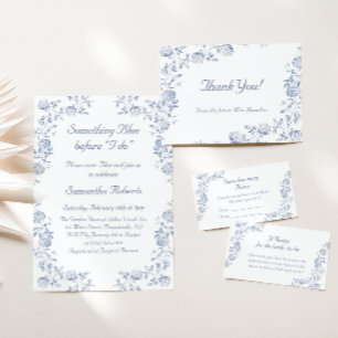 Carte De Remerciements Chinoiserie Floral Quelque chose de bleu