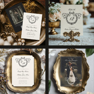 Save The Date Code QR de monogramme français vintage pour un mar
