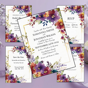 Invitation Élégante répétition Mariage des fleurs d'aquarelle
