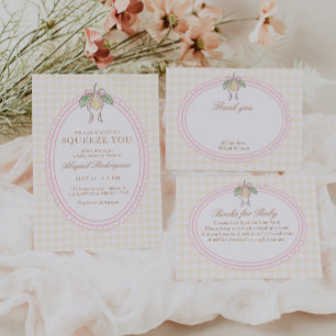 Carte D'accompagnement Livres pour bébé à thème citron rose et jaune